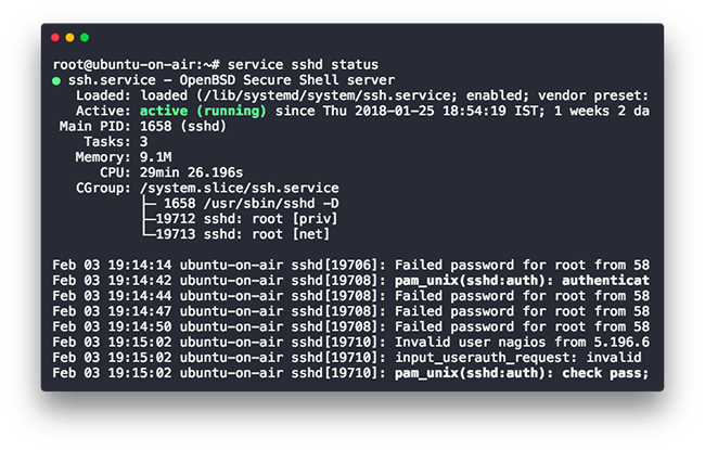 servicestatus Linux Commando