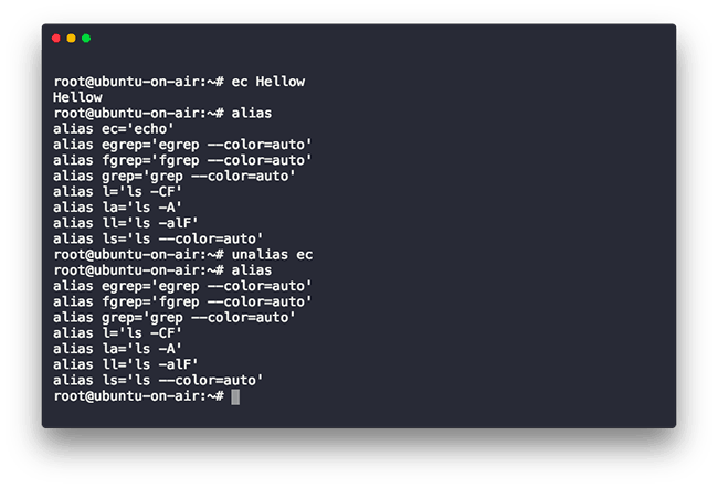 unalias Linux-opdracht