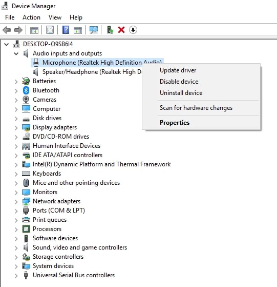 Actualizar controladores de audio