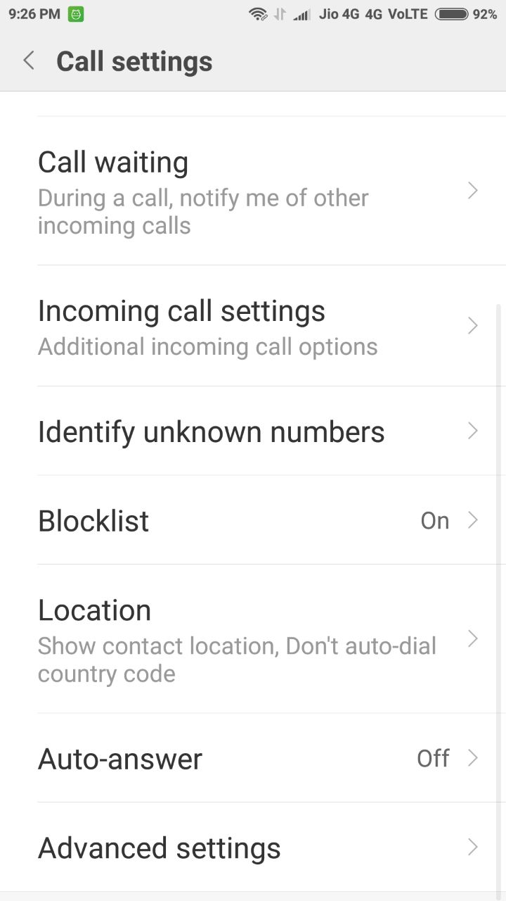 Incoming Call Settings