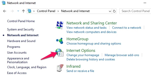 Configurações do painel de controle