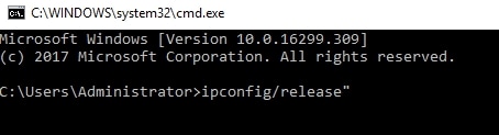 ipconfig/release Command
