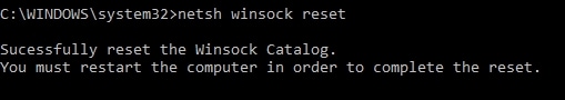 reset di winsock di netsh