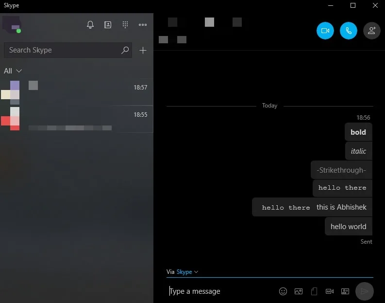 Skype Formatting Commands