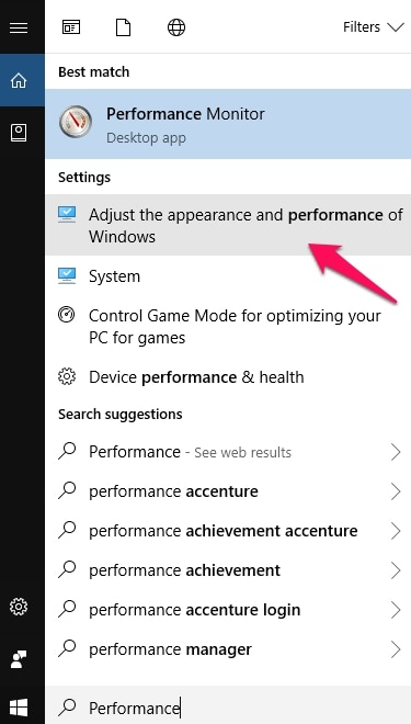 Adjust Appearance and Performance of Windows