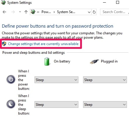 Power Option Settings