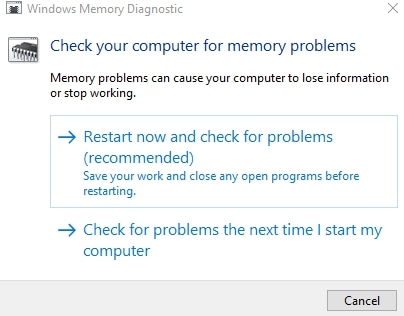 Diagnostica memoria Windows