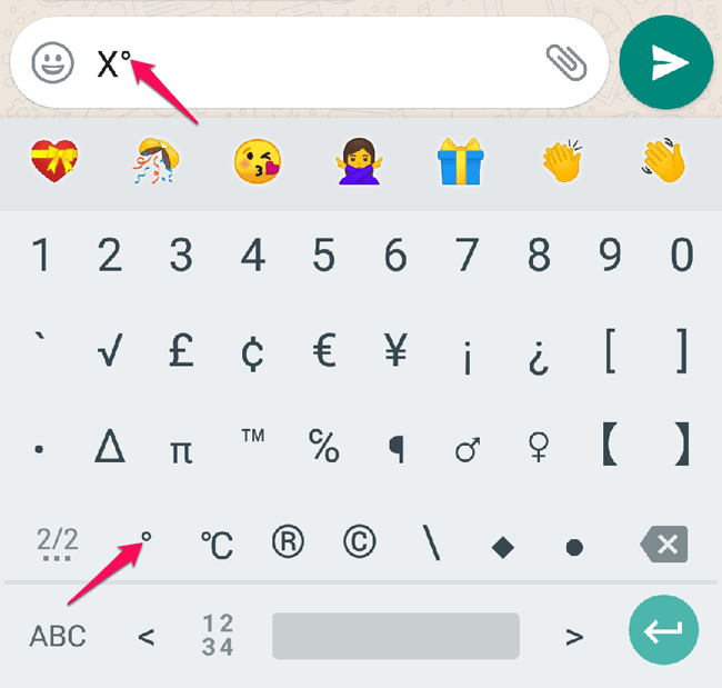 Simbolo ng Degree sa Android