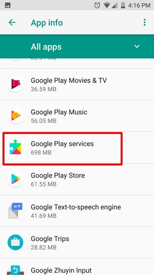 Google Play 服务选项