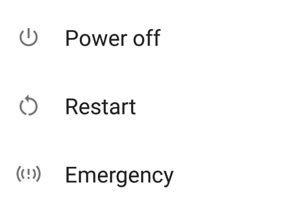 Opciones de reinicio de energía