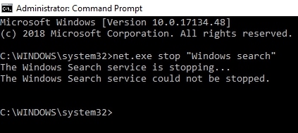 Itigil ang Windows Search Command