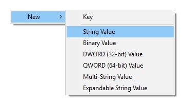 Criar novo valor de string