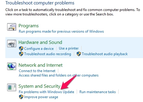 Fix Problems with Windows Update Option