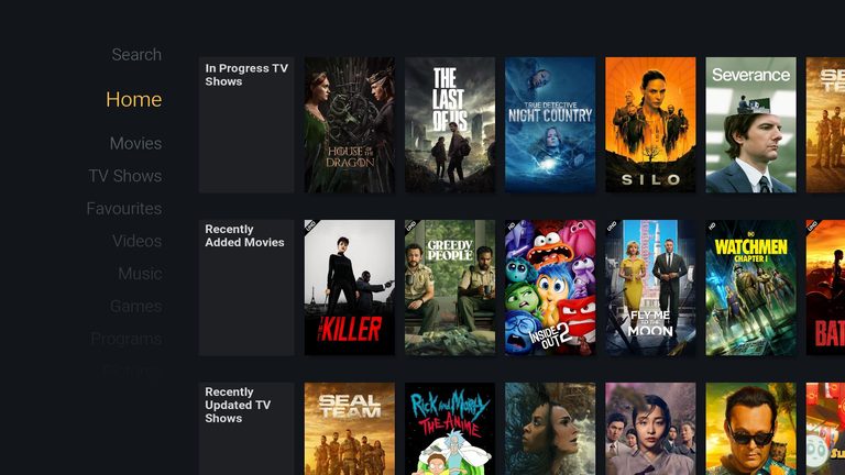 FTV Kodi skin home screen