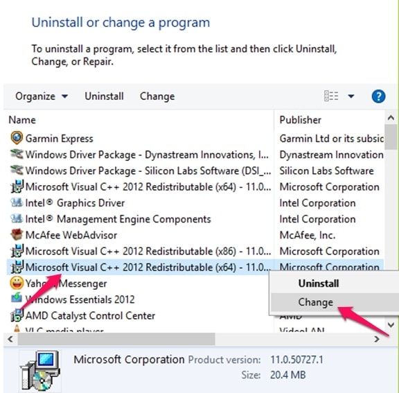 Visual C ++ 2012 redistribuable