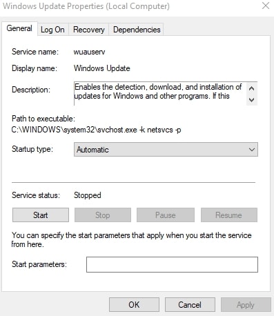 Właściwości aktualizacji systemu Windows