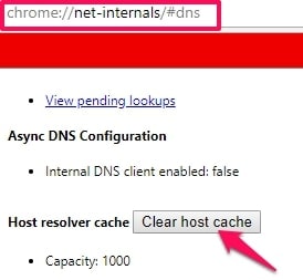 Cancella cache host