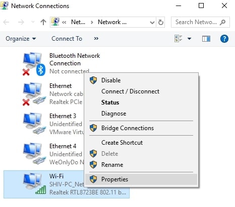 Select Wi-Fi Properties