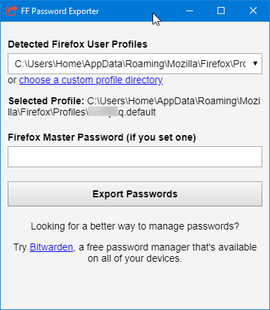 FF Password Exporter