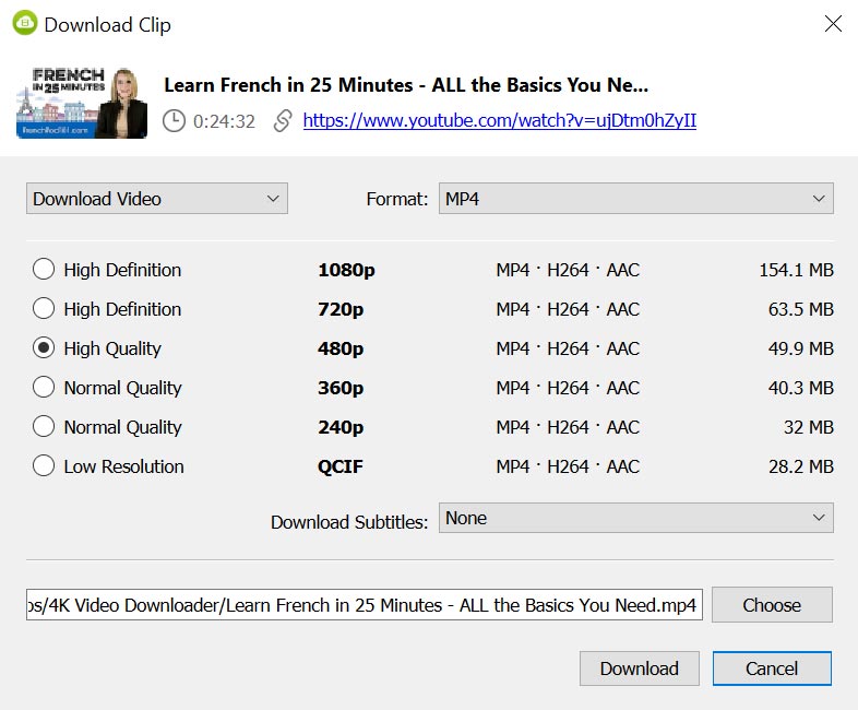 Using 4K Video Downloader - Video Quality