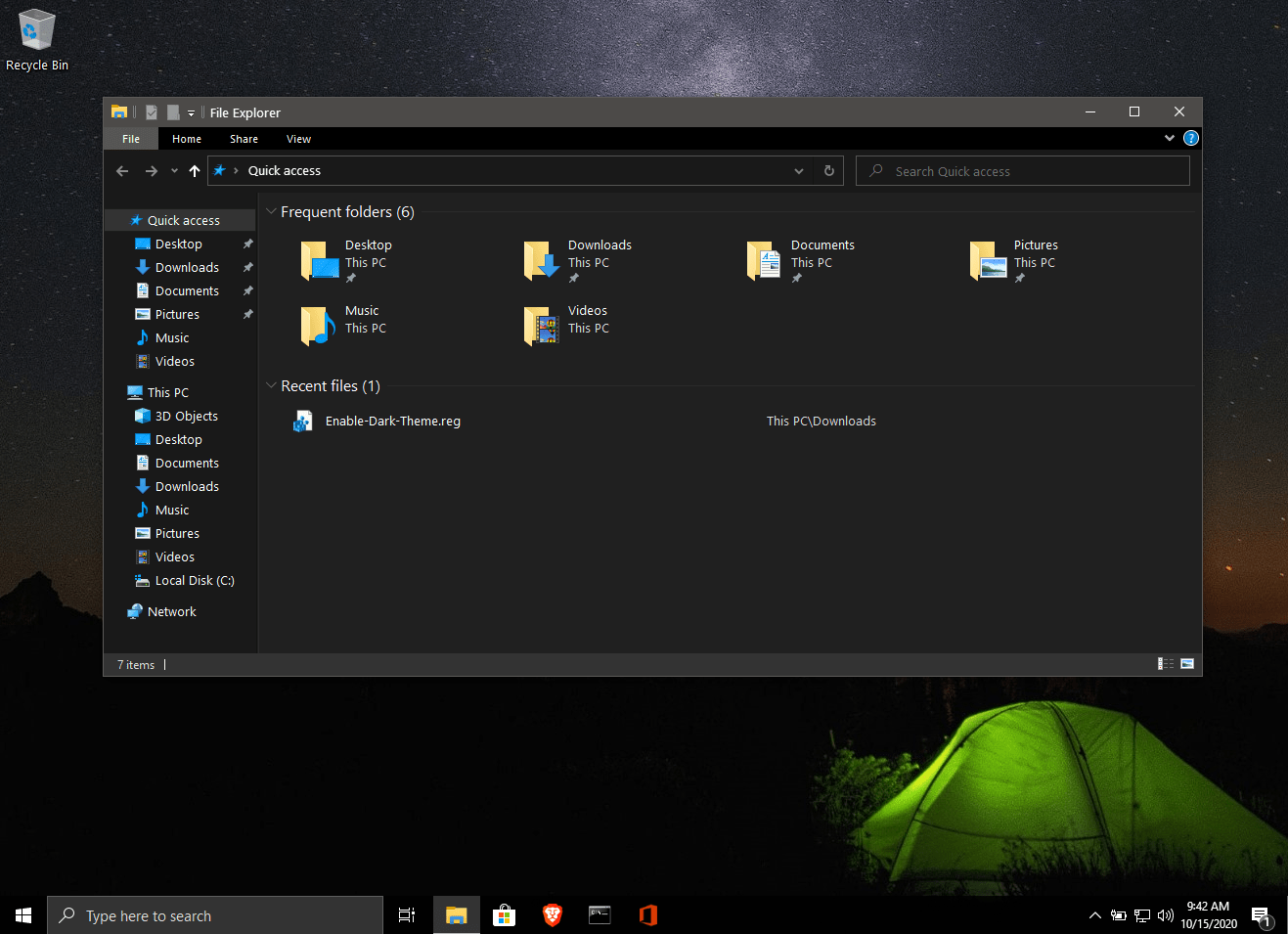 Tema scuro 10 di Windows