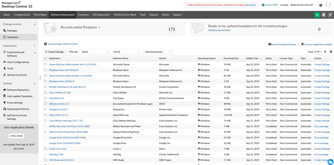 ManageEngine DesktopCentral10ソフトウェアの展開