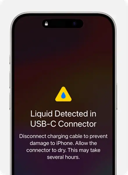 Flüssigkeit im USB-C-Anschluss des iPhone erkannt