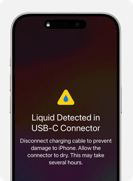 Liquid Detected in USB-C Connector on iPhone Liquid Detected in USB-C Connector on iPhone
