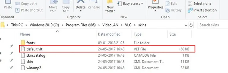 Find the default.vlt file Find the default.vlt file