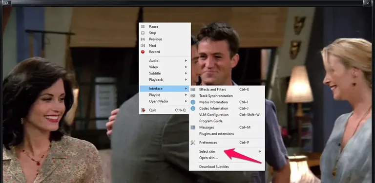 VLC Media Player right click to select skin VLC Media Player right click to select skin