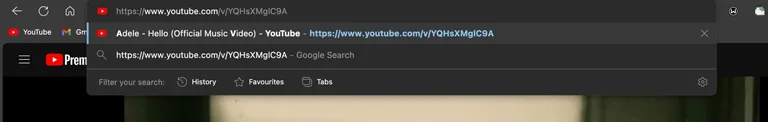 YouTube video URL portion YouTube video URL portion