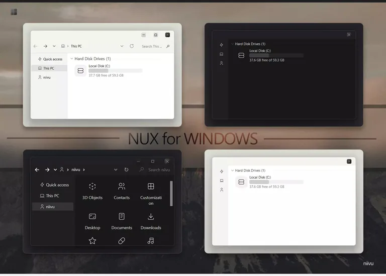Nux black theme for Windows 11