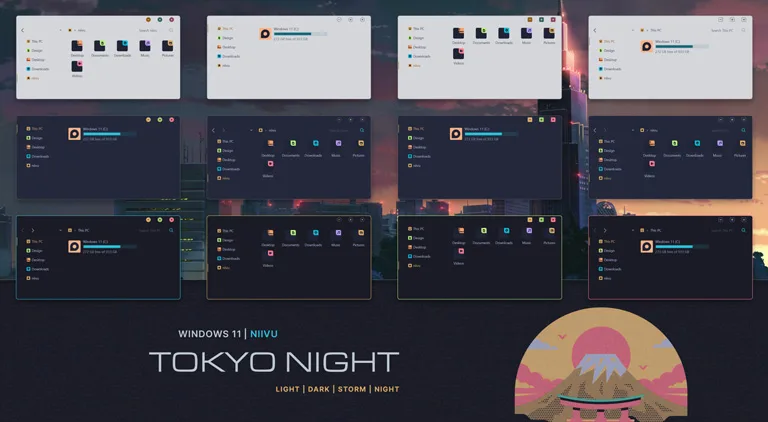Tokyo Night dark theme for Windows 11