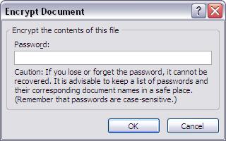 Шифроване на парола за документ